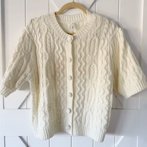 Cream Cable-Knit Button Front Women’s Sweater